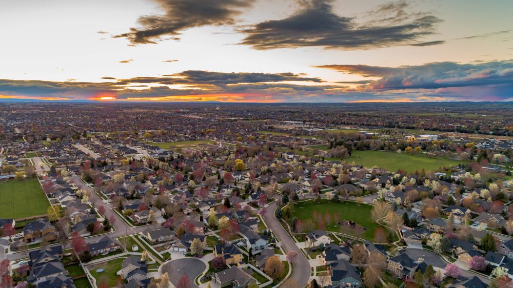 overhead view of suburban Meridian Idaho